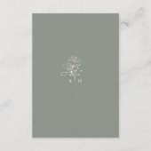 セージエレガントグリーンモノグラム結婚ズ詳細 エンクロージャーカード (裏面)