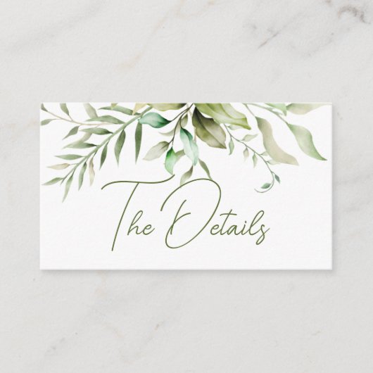 セージエレガントグリーンユーカリの葉結婚の エンクロージャーカード (正面)