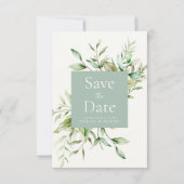 セージエレガントグリーンユーカリの葉 セーブザデート (正面)