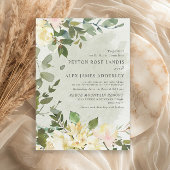 セージエレガントグリーンユーカリ白フローラズ結婚 招待状