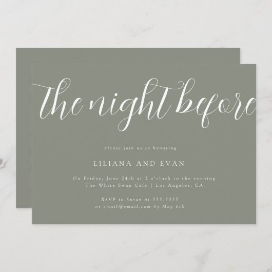 セージエレガントグリーンリハーサルディナー招待状 招待状 (正面/裏面)