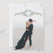 セージエレガントグリーンリースエッチフレーム結婚フォト 招待状 (裏面)