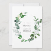 セージエレガントグリーンリースホワイトフローラズ結婚 招待状 (裏面)