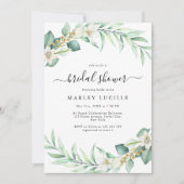 セージエレガントグリーンリーフブライダルシャワー 招待状 (正面)