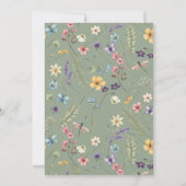セージエレガントグリーンワイルドフラワーブライダルシャワー 招待状 (裏面)