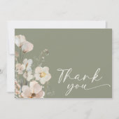 セージエレガントグリーンワイルドフラワーベビーシャワー サンキューカード (正面)