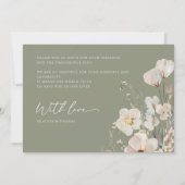 セージエレガントグリーンワイルドフラワーベビーシャワー サンキューカード (裏面)