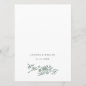 セージエレガントグリーンヴィンテージガーデンフラワー結婚ズ メニュー (裏面)