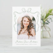 セージエレガントグリーンヴィンテージボウ卒業パーティー 招待状 (スタンド正面)