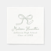 セージエレガントグリーンヴィンテージボウ卒業 スタンダードカクテルナプキン (正面)