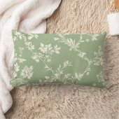 セージエレガントグリーンヴィンテージボーホフローラルパターン ランバークッション (ブランケット)