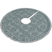 セージエレガントグリーン及びシルバークリスマスダマスクカスタム ブラッシュドポリエステルツリースカート (アングル)