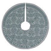 セージエレガントグリーン及びシルバークリスマスダマスクカスタム ブラッシュドポリエステルツリースカート (正面)