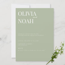 セージエレガントグリーン婚約パーティ招待状