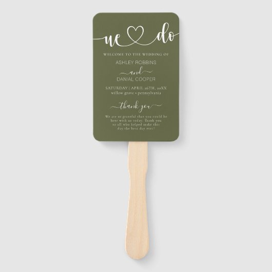 セージエレガントグリーン我々は結婚式 プログラムハンドファン ハンドファン (正面)