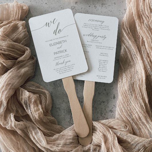 セージエレガントグリーン我々は結婚式 プログラム ハンドファン