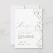 セージエレガントグリーン手描きフローラ結婚ズ サンキューカード (正面)