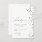 セージエレガントグリーン手描きフローラ結婚ズ サンキューカード (正面/裏面)