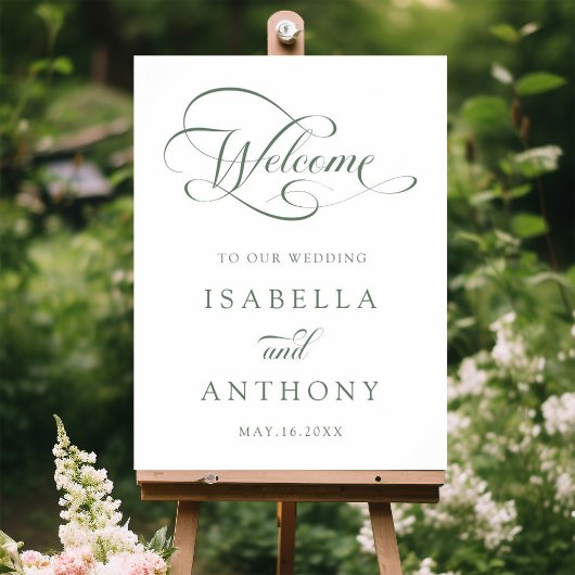 セージエレガントグリーン書結婚道の歓迎 ポスター