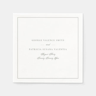 セージエレガントグリーン書道フレーム結婚ズ スタンダードカクテルナプキン