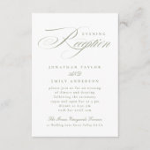 セージエレガントグリーン書道結婚式レセプション エンクロージャーカード (正面)