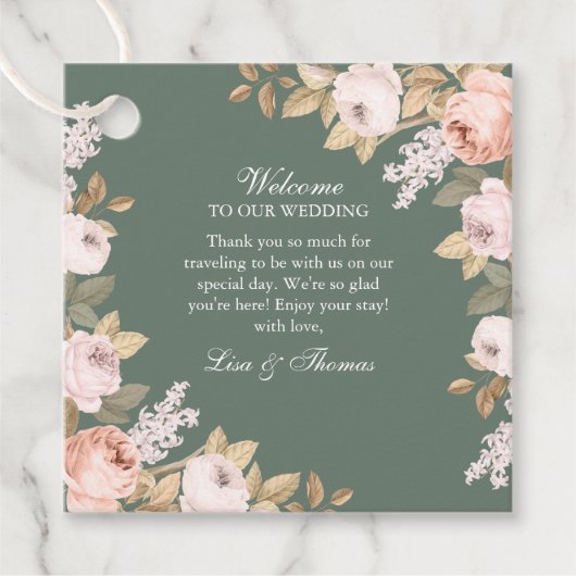 セージエレガントグリーン牡丹結婚ズ フェイバータグ (正面)