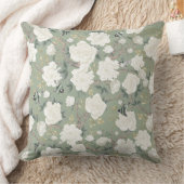 セージエレガントグリーン白い中国産の花鳥 クッション (ブランケット)