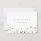 セージエレガントグリーン素朴ワイルドフラワー結婚ボホ サンキューカード (正面)
