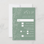 セージエレガントグリーン結婚フローラの食事の選択 出欠カード (正面)