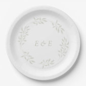 セージエレガントグリーン結婚リー ペーパープレート (正面)