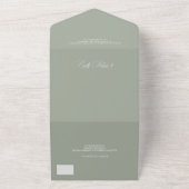 セージエレガントグリーン結婚書道 オールインワン招待状 (外側)