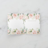 セージエレガントグリーン赤面ピンクフローラ結婚ズ サンキューカード (内部)