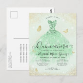 セージエレガントグリーン金ゴールドグリッターガウンキンセアニェラ ポストカード (正面/裏面)