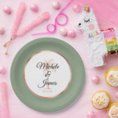 セージエレガントグリーン金ゴールドパームツリートロピカル結婚ズ ペーパープレート (パーティー)