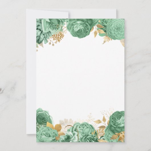 セージエレガントグリーン金ゴールドフローラスウィート16 16 招待状 (裏面)