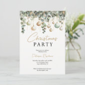 セージエレガントグリーン金ゴールド水色クリスマスパーティー 招待状 (スタンド正面)