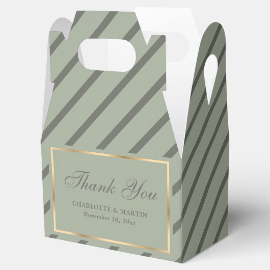 セージエレガントグリーン金ゴールド結婚の感謝 フェイバーボックス (オープン)