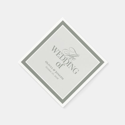 セージエレガントグリーン | クラシックリュッ結婚クス スタンダードカクテルナプキン (角)