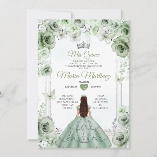 セージエレガントグリーン&シルバープリンセスミクリン 招待状 (正面)