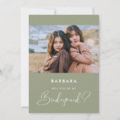 セージエレガントグリーンBridesmaid提案カード 招待状 (正面)