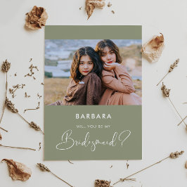 セージエレガントグリーンBridesmaid提案カード 招待状
