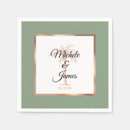 セージエレガントバラ金ゴールドパームツリートロピカル結婚ズ スタンダードカクテルナプキン