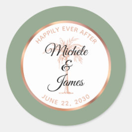 セージエレガントバラ金ゴールドパームツリートロピカル結婚ズ ラウンドシール