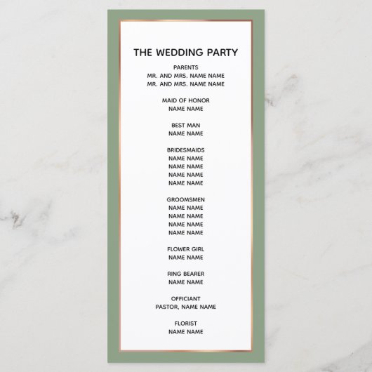 セージエレガントバラ金ゴールド銅パーム結婚ツリー プログラム (裏面)