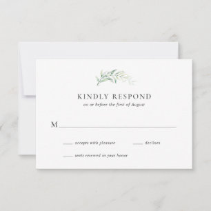 セージエレガントユーカリ結婚グリーン 出欠カード