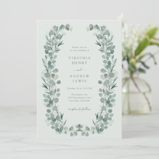 セージエレガントユーカリ結婚式招待状 招待状 (スタンド正面)