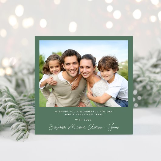 セージエレガント松の木の水の色フォトクリスマス シーズンカード