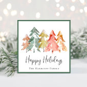 セージエレガント松の木の水の色フォトクリスマス シーズンカード