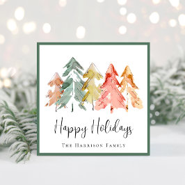 セージエレガント松の木の水の色フォトクリスマス シーズンカード
