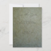 セージエレガント金ゴールドウェディング日付カードを保存 (正面)